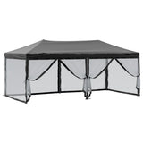 Tente de réception pliable avec parois Noir 3x6 m