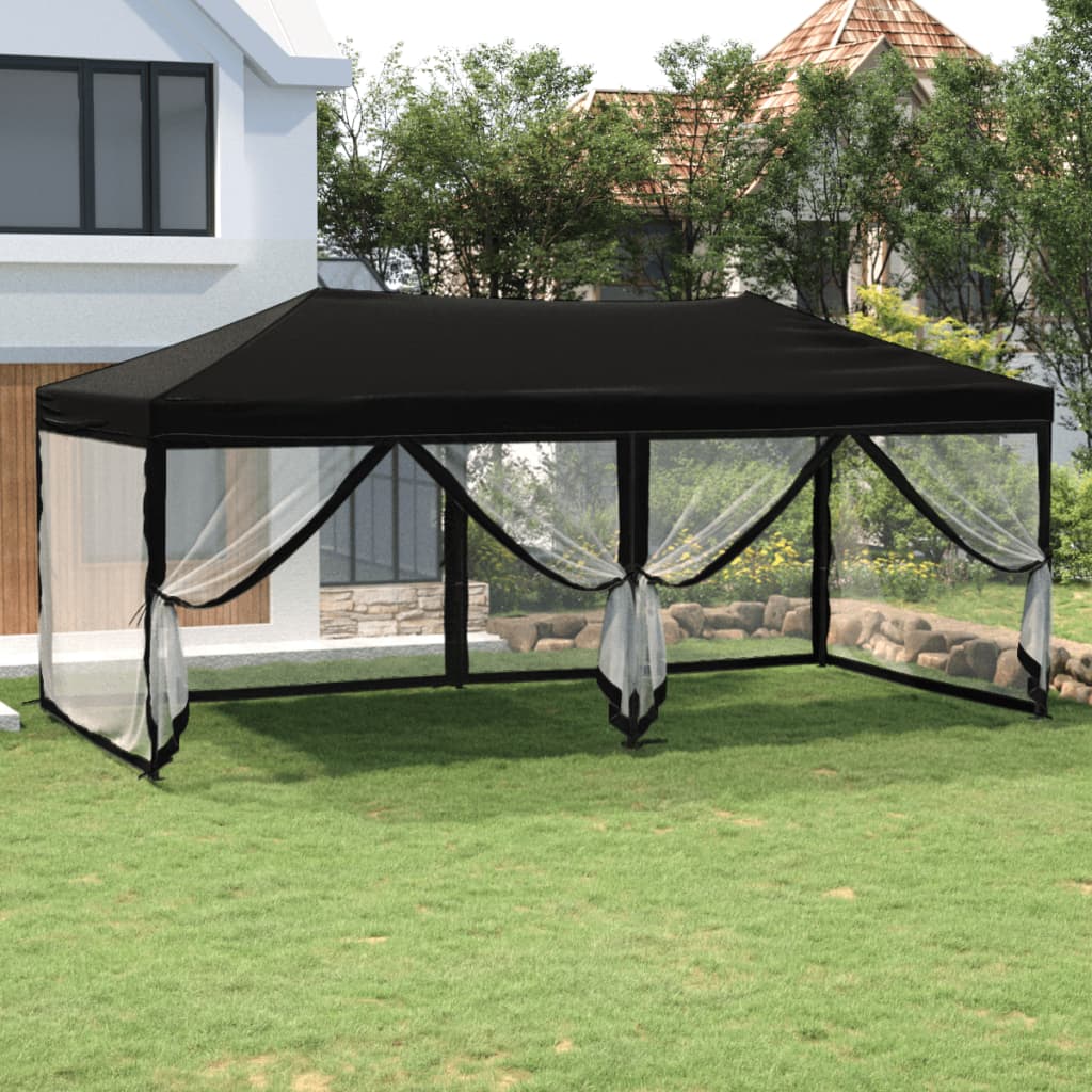 Folding reception tent with walls Black 3x6 m