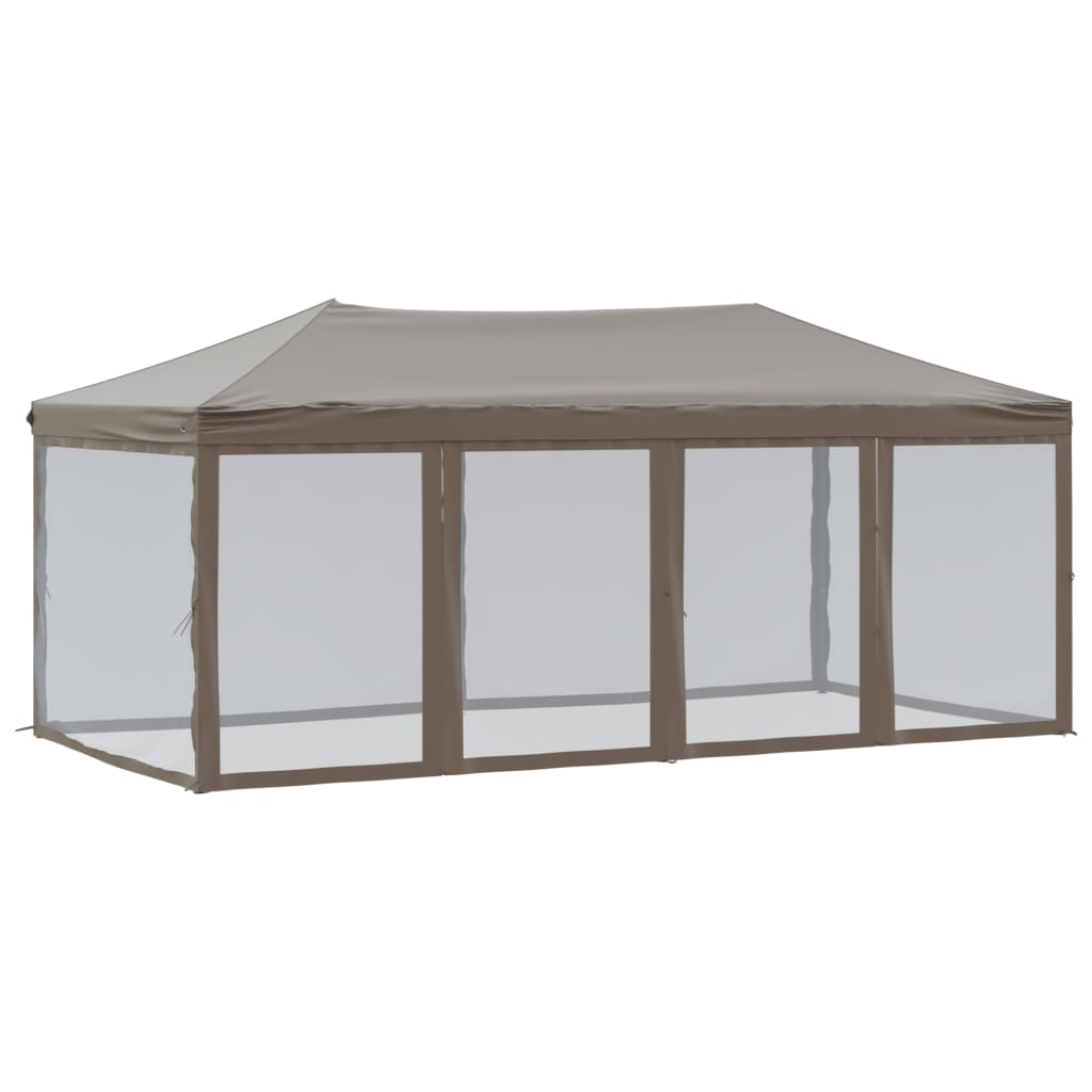 Tente de réception pliable avec parois Taupe 3x6 m