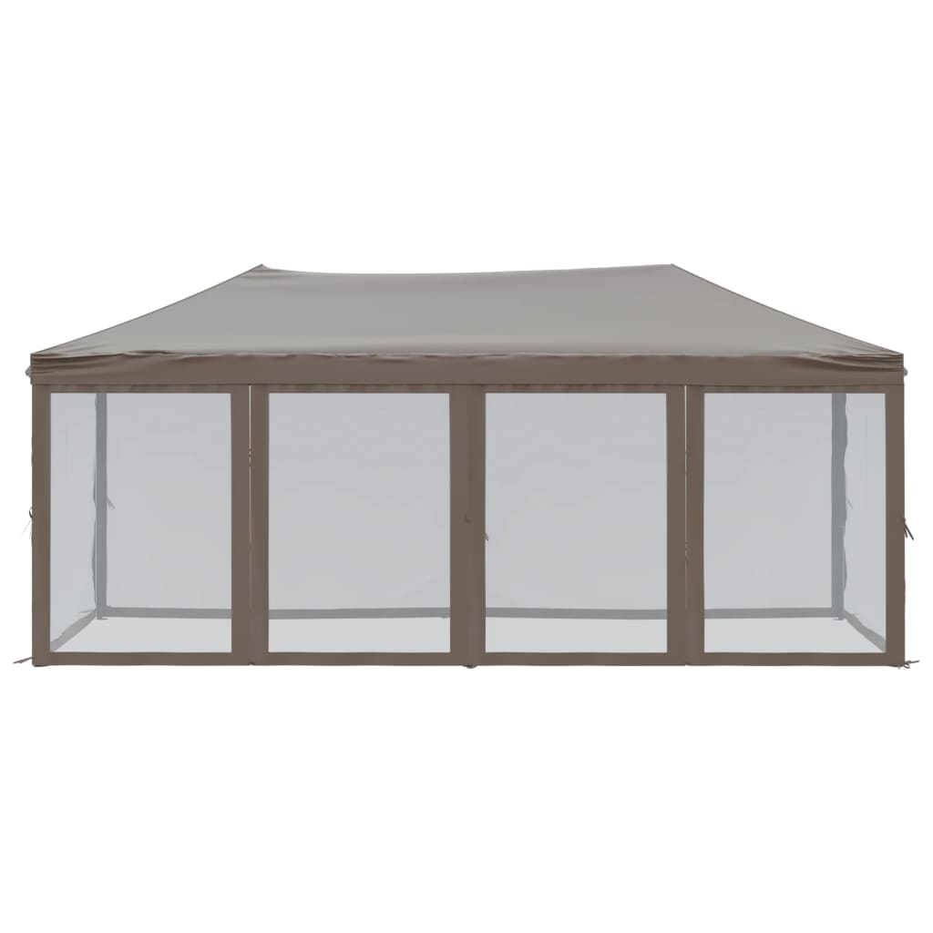 Tente de réception pliable avec parois Taupe 3x6 m