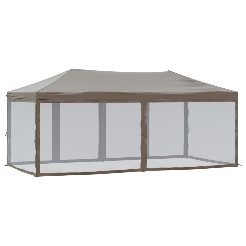 Tente de réception pliable avec parois Taupe 3x6 m