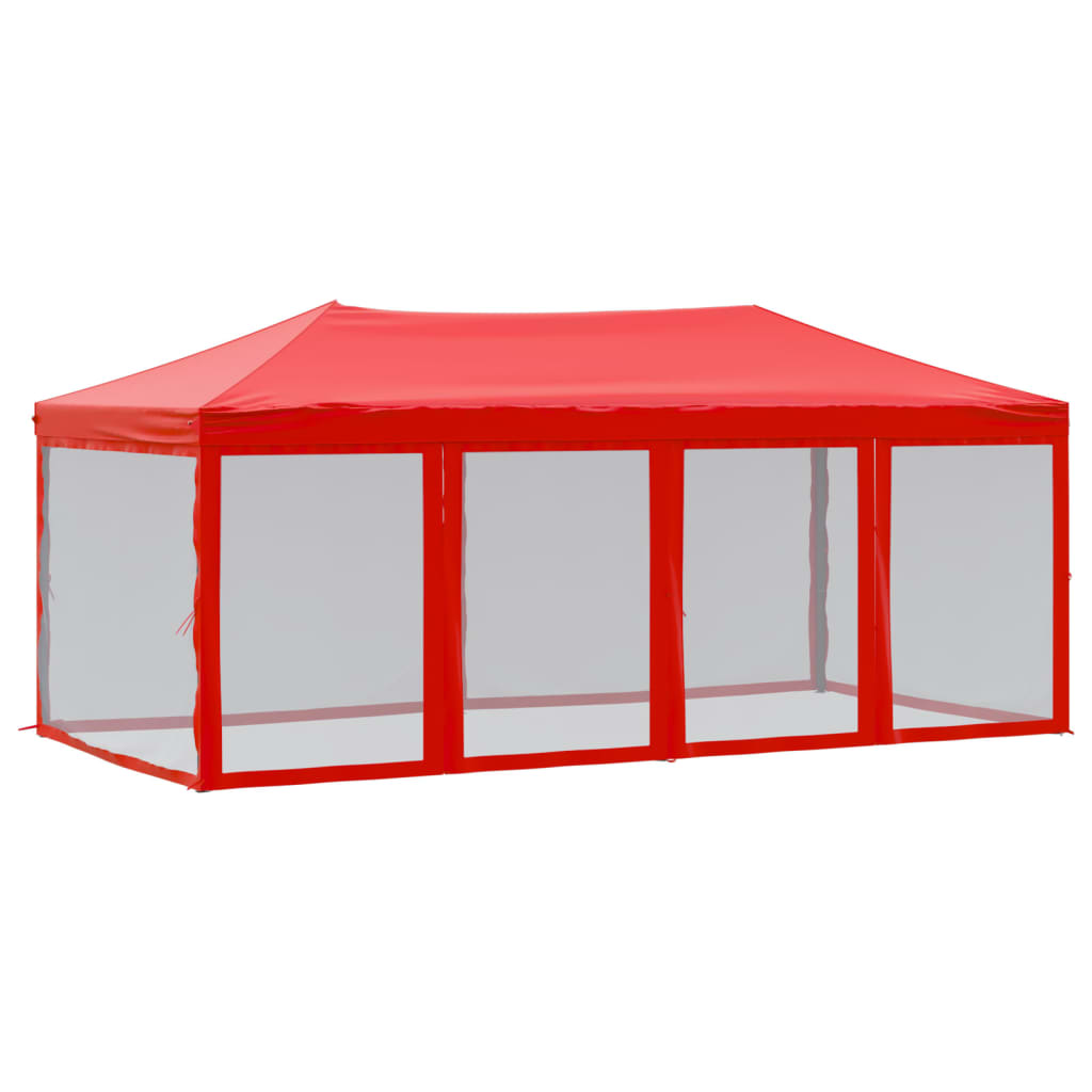 Tente de réception pliable avec parois Rouge 3x6 m