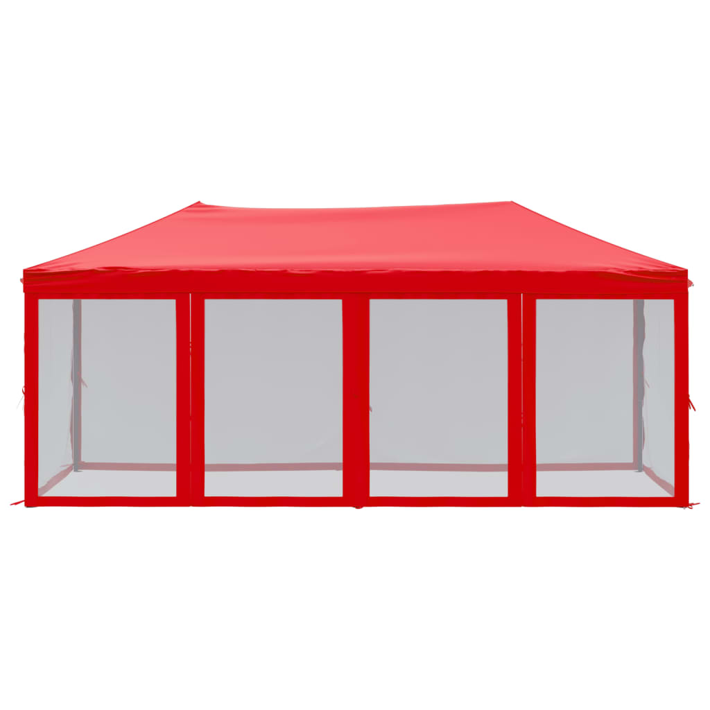 Tente de réception pliable avec parois Rouge 3x6 m