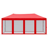 Tente de réception pliable avec parois Rouge 3x6 m