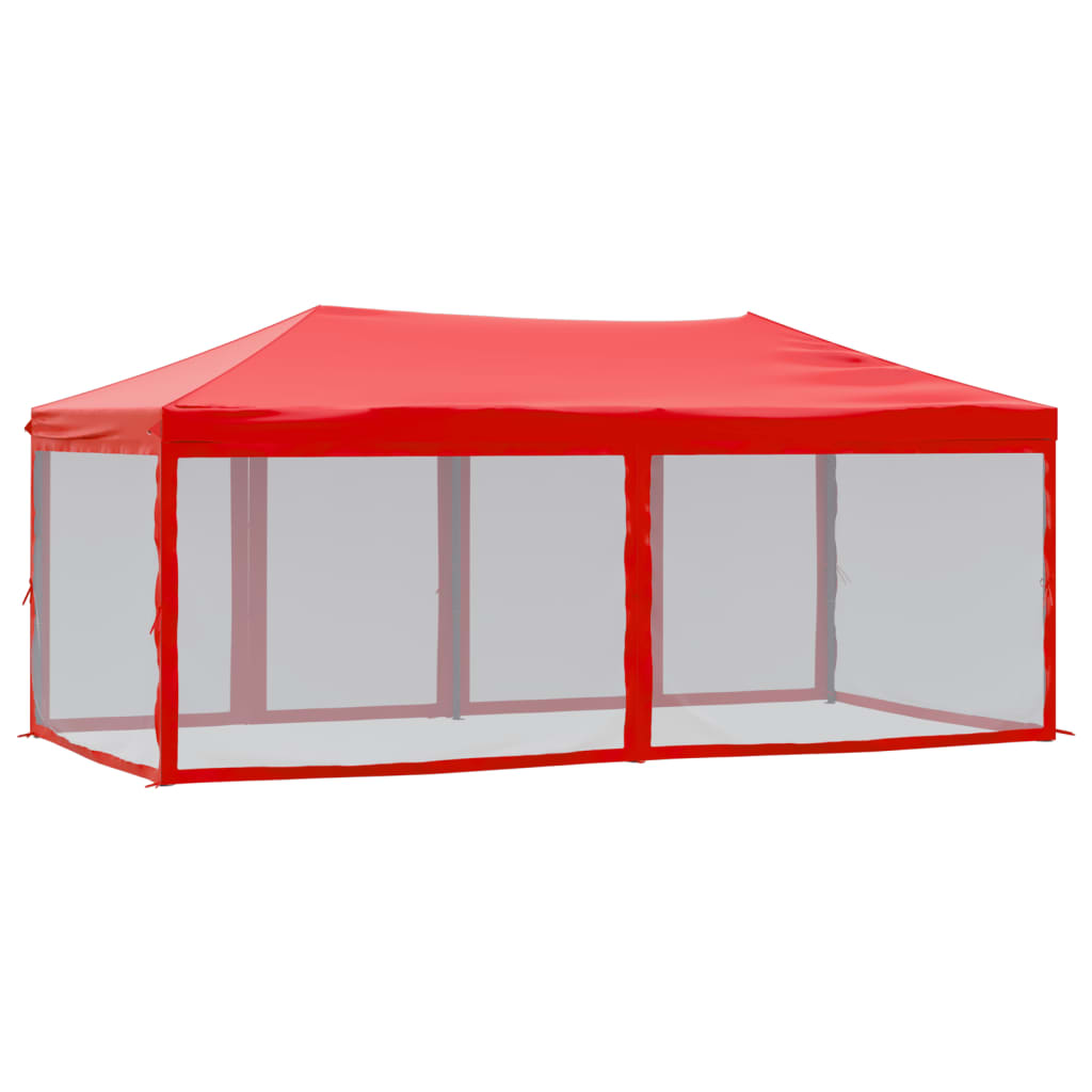 Tente de réception pliable avec parois Rouge 3x6 m