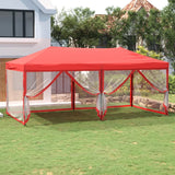 Tente de réception pliable avec parois Rouge 3x6 m