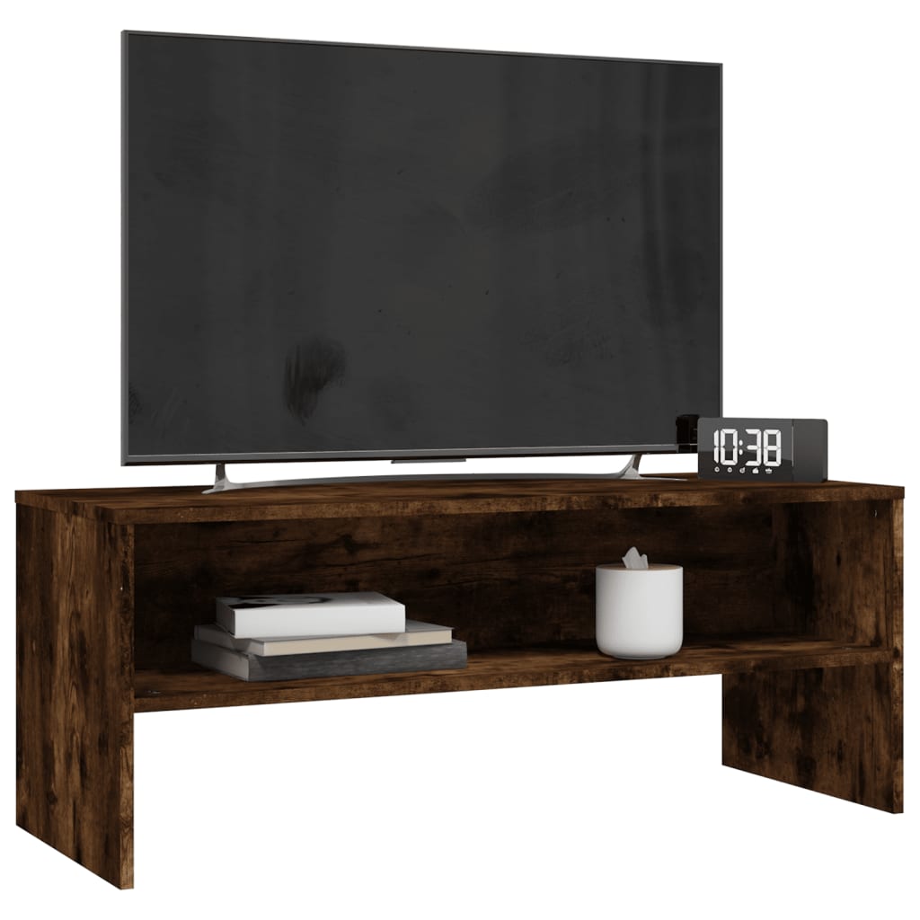 Meuble TV Chêne fumé 100x40x40 cm Bois d'ingénierie