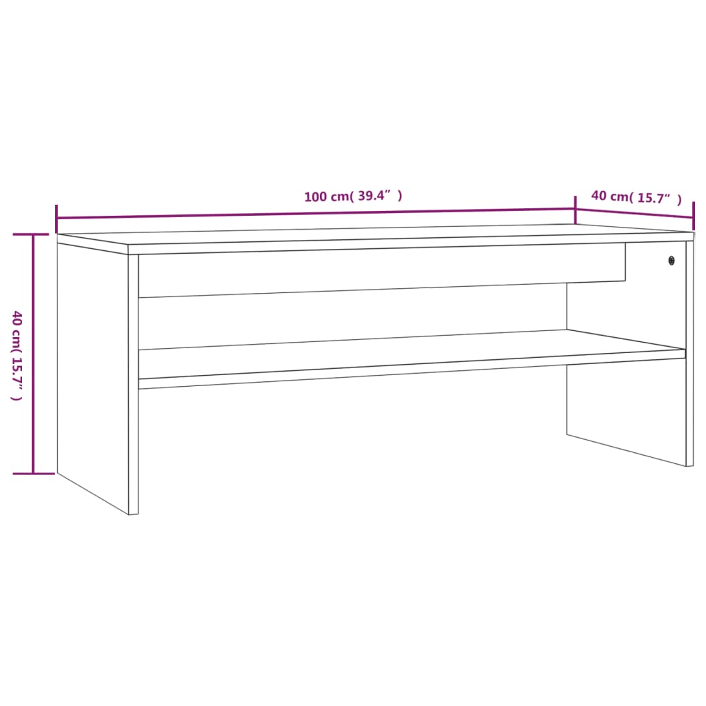 Coffee table Smoked oak 100x40x40 cm Engineered wood