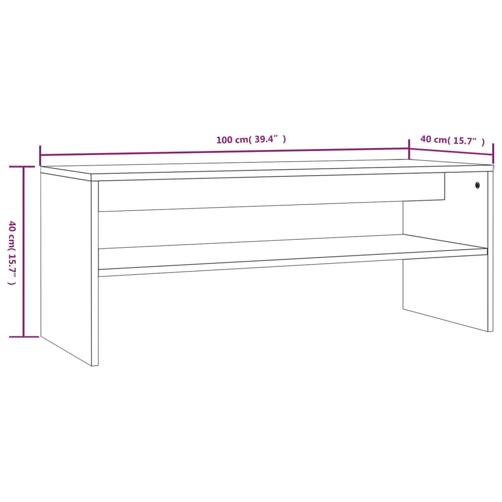 Table basse Sonoma gris 100x40x40 cm Bois d'ingénierie