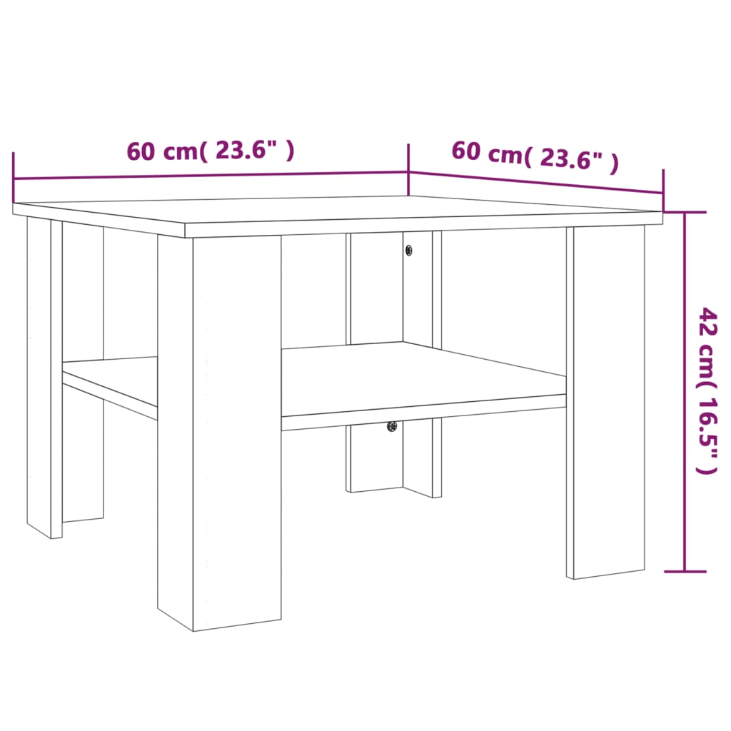 Table basse Sonoma gris 60x60x42 cm Bois d'ingénierie