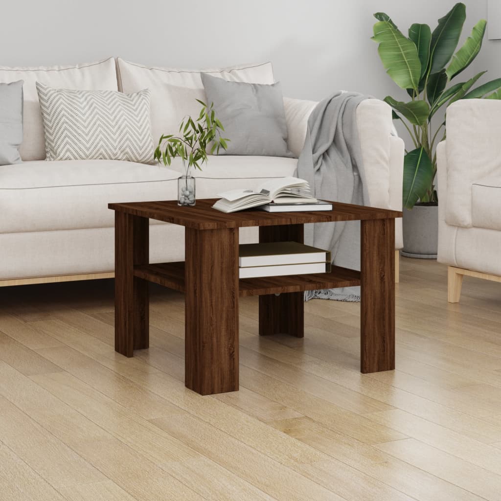 Coffee table Brown oak 60x60x42 cm Engineered wood