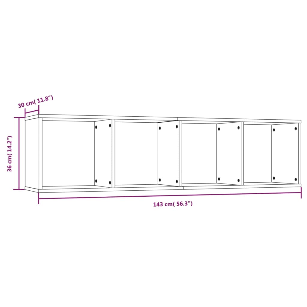 Bibliothèque/Meuble TV Chêne fumé 143x30x36cm Bois d'ingénierie