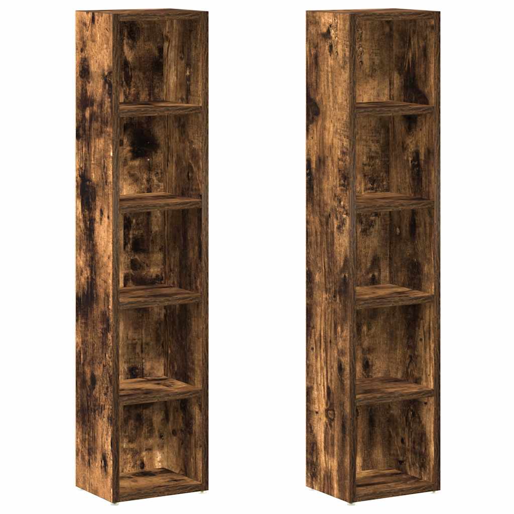 Armoires à CD 2 pcs Chêne fumé 21x16x93,5 cm Bois d'ingénierie