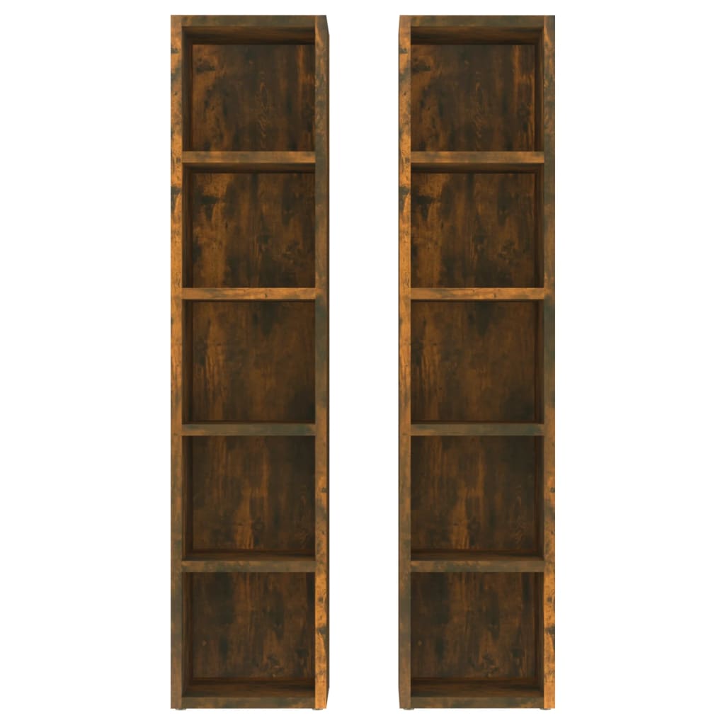 Armoires à CD 2 pcs Chêne fumé 21x16x93,5 cm Bois d'ingénierie