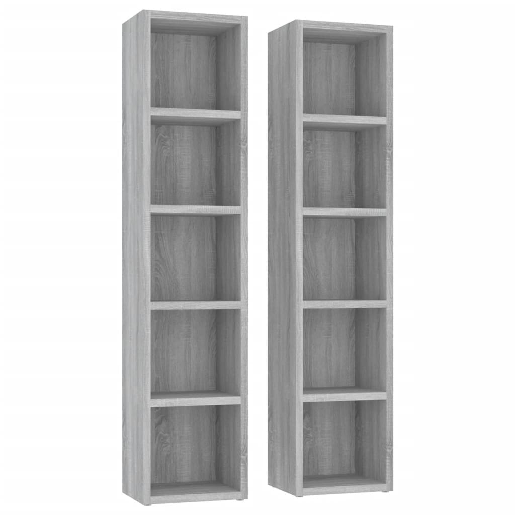 Armoires à CD 2 pcs Sonoma gris 21x16x93,5 cm Bois d'ingénierie