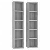 Armoires à CD 2 pcs Sonoma gris 21x16x93,5 cm Bois d'ingénierie