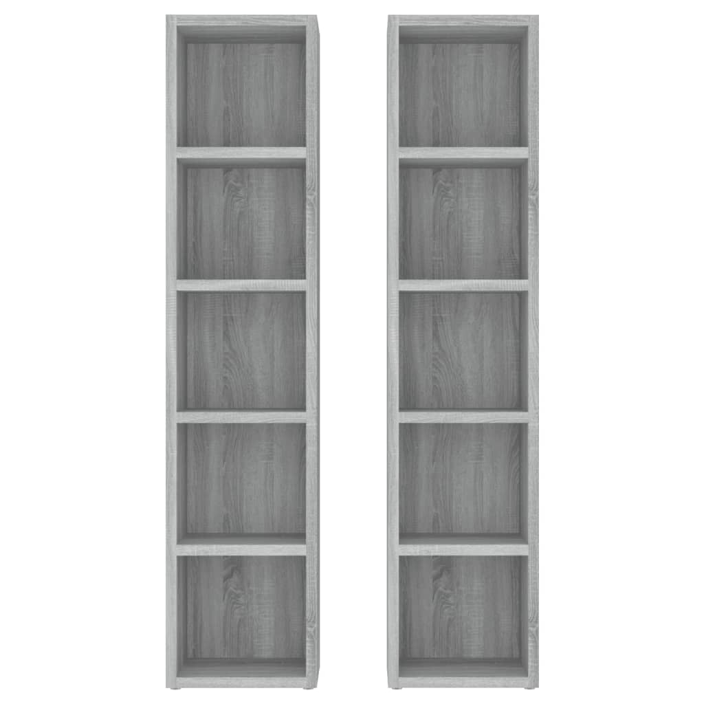 Armoires à CD 2 pcs Sonoma gris 21x16x93,5 cm Bois d'ingénierie