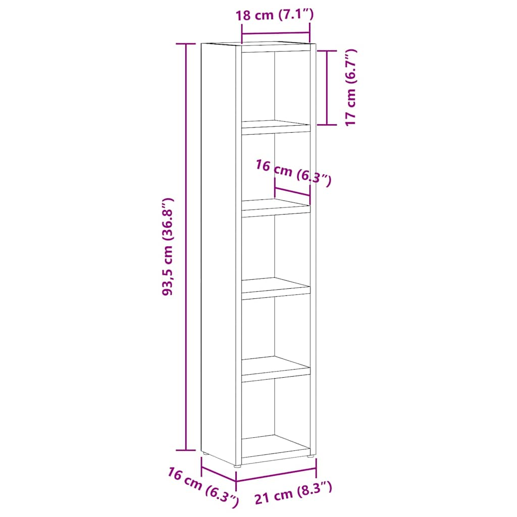 Armoires à CD 2 pcs Sonoma gris 21x16x93,5 cm Bois d'ingénierie