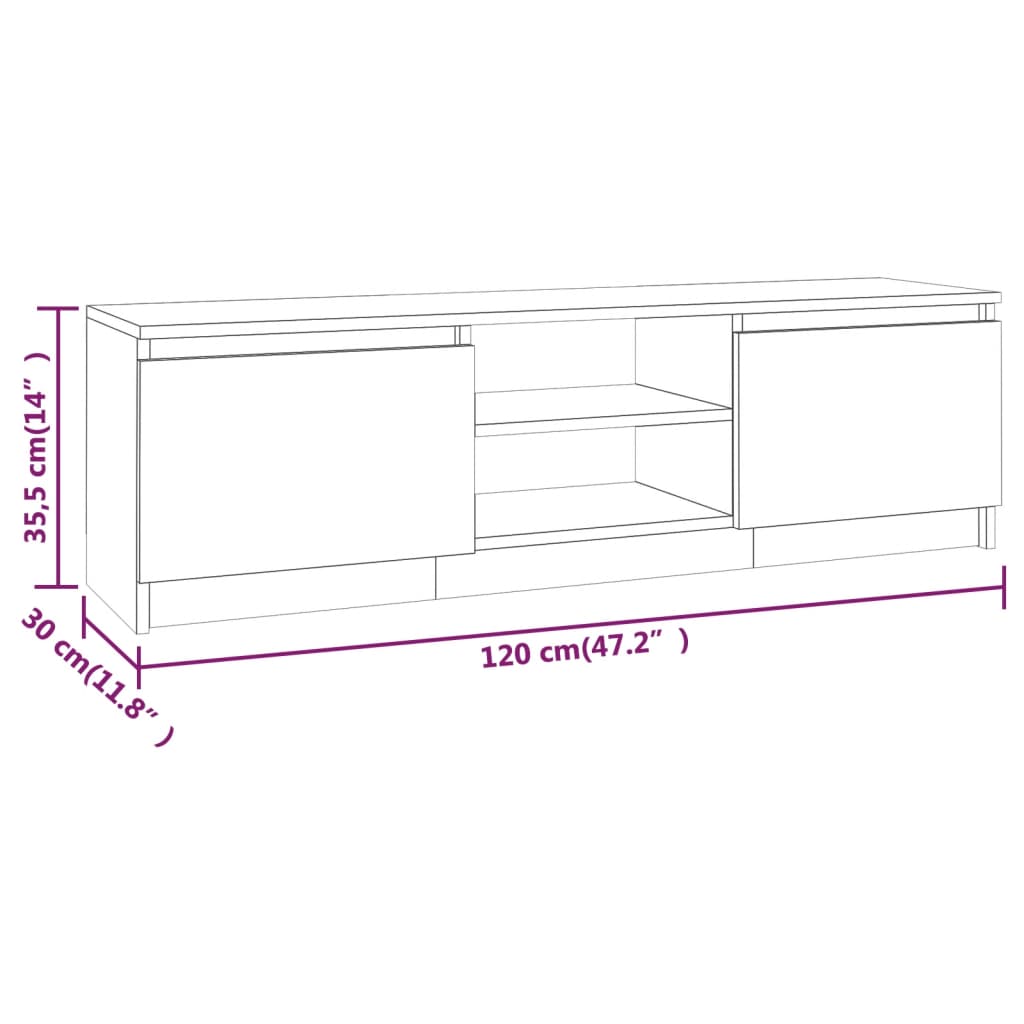 Meuble TV Chêne fumé 120x30x35,5 cm Bois d'ingénierie