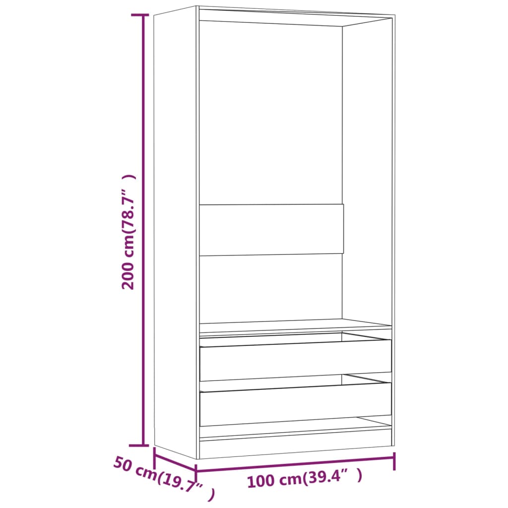 Garde-robe Sonoma gris 100x50x200 cm Bois d'ingénierie