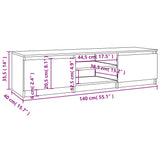 Meuble TV Chêne fumé 140x40x35,5 cm Bois d'ingénierie