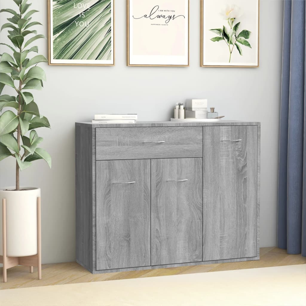 Sonoma graues Sideboard 88x30x70 cm Holzwerkstoff