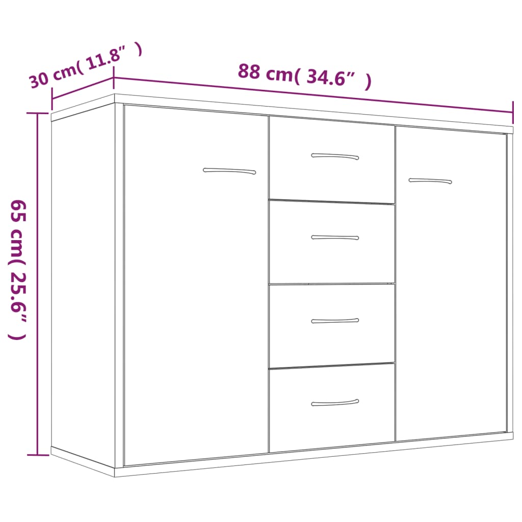 Buffet Sonoma gris 88x30x65 cm Bois d'ingénierie