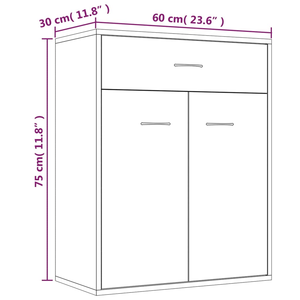 Buffet Chêne fumé 60x30x75 cm Bois d'ingénierie