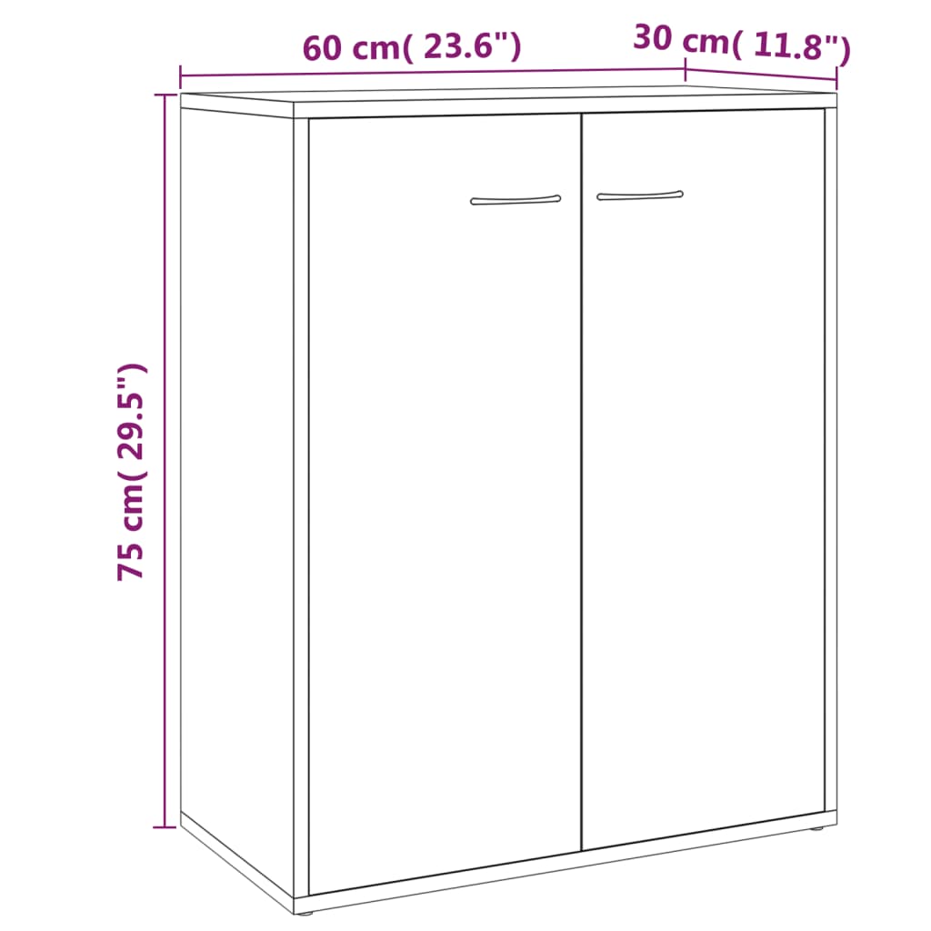 Buffet Sonoma gris 60x30x75 cm Bois d'ingénierie