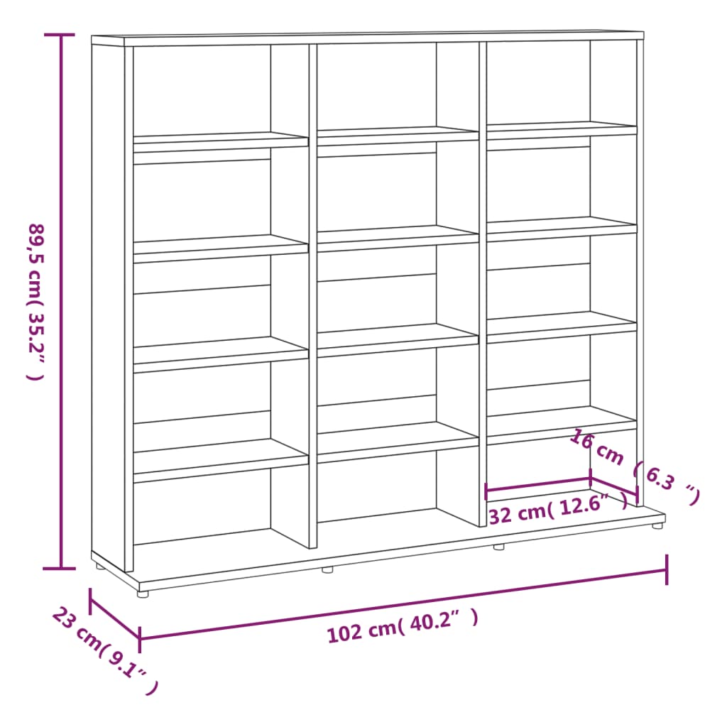 CD-Schrank Räuchereiche 102x23x89,5 cm Holzwerkstoff