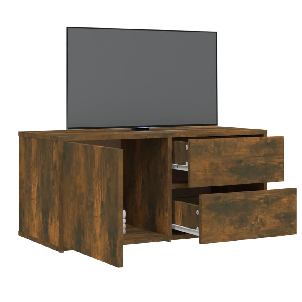 Meuble TV Chêne fumé 80x34x36 cm Bois d'ingénierie