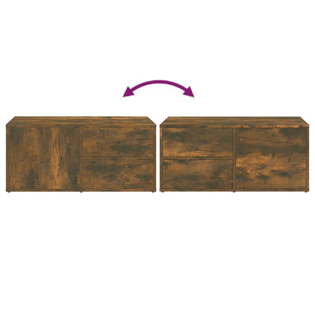 Meuble TV Chêne fumé 80x34x36 cm Bois d'ingénierie