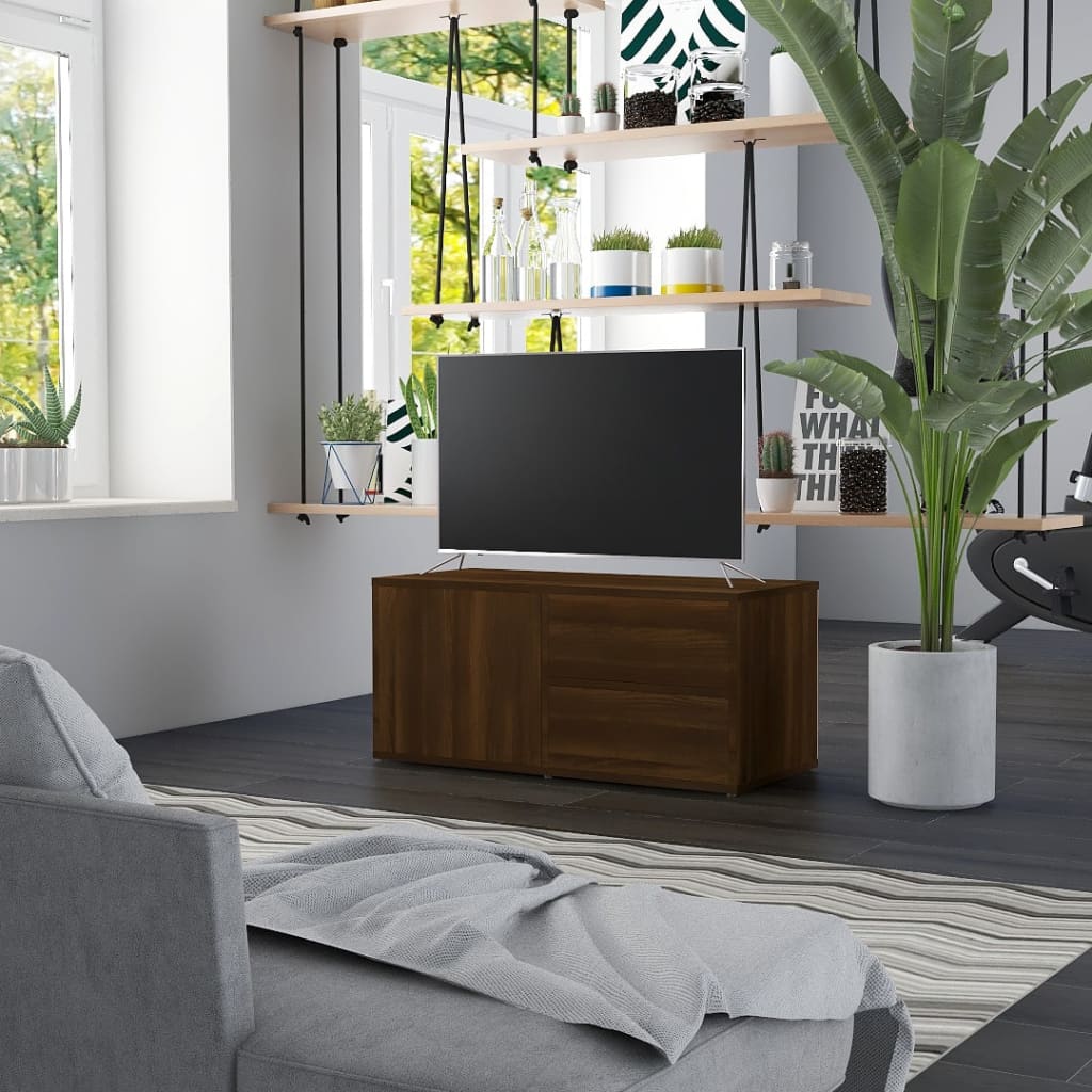 Meuble TV Chêne marron 80x34x36 cm Bois d'ingénierie