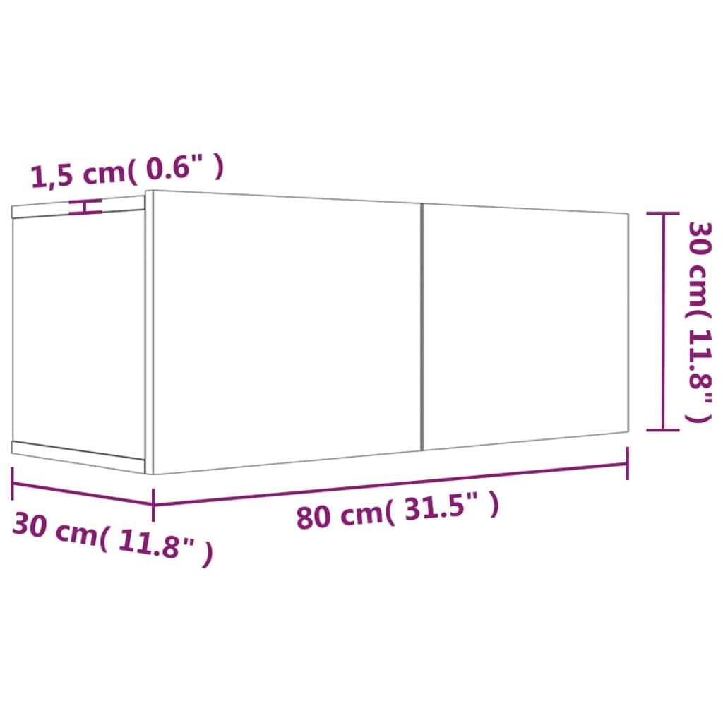 Meuble TV chêne fumé 80x30x30 cm bois d'ingénierie