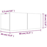 Meuble TV sonoma gris 80x30x30 cm bois d'ingénierie