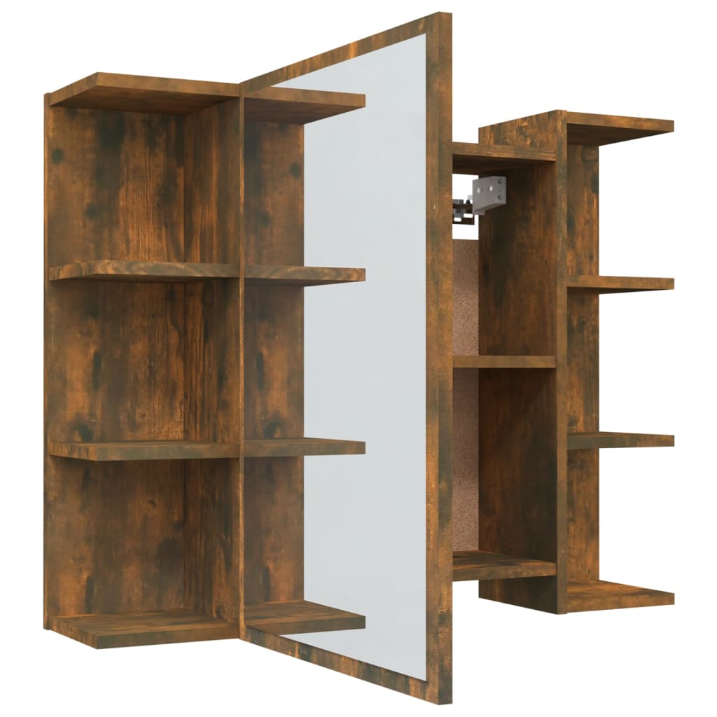 Armoire à miroir de salle de bain Chêne fumé 80x20,5x64 cm Bois