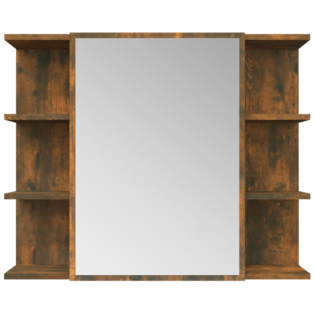 Armoire à miroir de salle de bain Chêne fumé 80x20,5x64 cm Bois