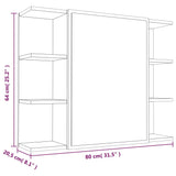 Armoire à miroir de salle de bain Chêne fumé 80x20,5x64 cm Bois