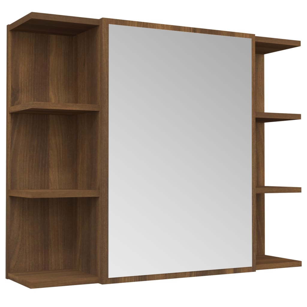 Badezimmerspiegelschrank Braune Eiche 80x20,5x64 cm Holz