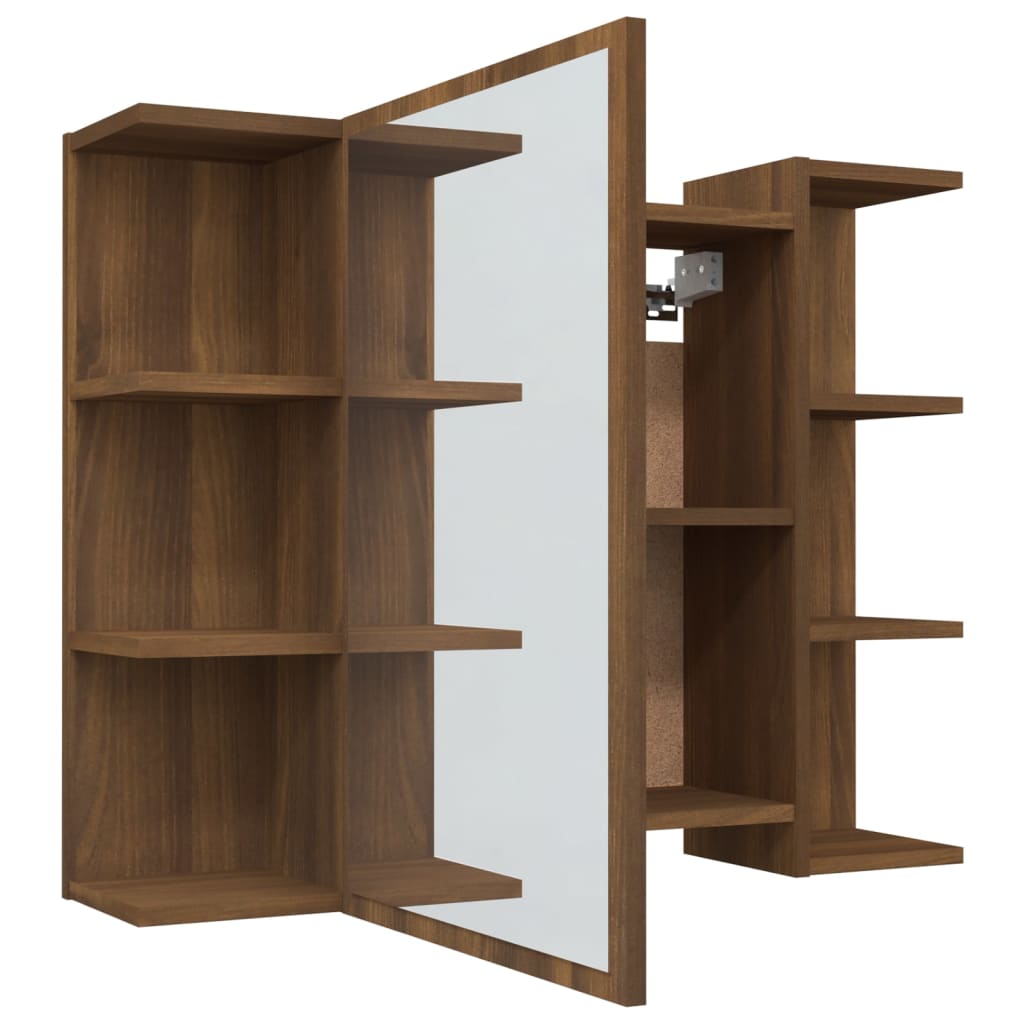 Badezimmerspiegelschrank Braune Eiche 80x20,5x64 cm Holz