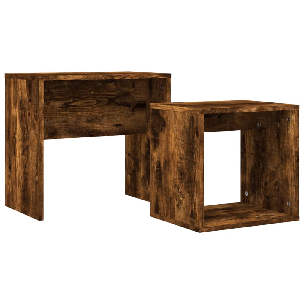 Tables basses gigognes 2 pcs chêne fumé bois d'ingénierie