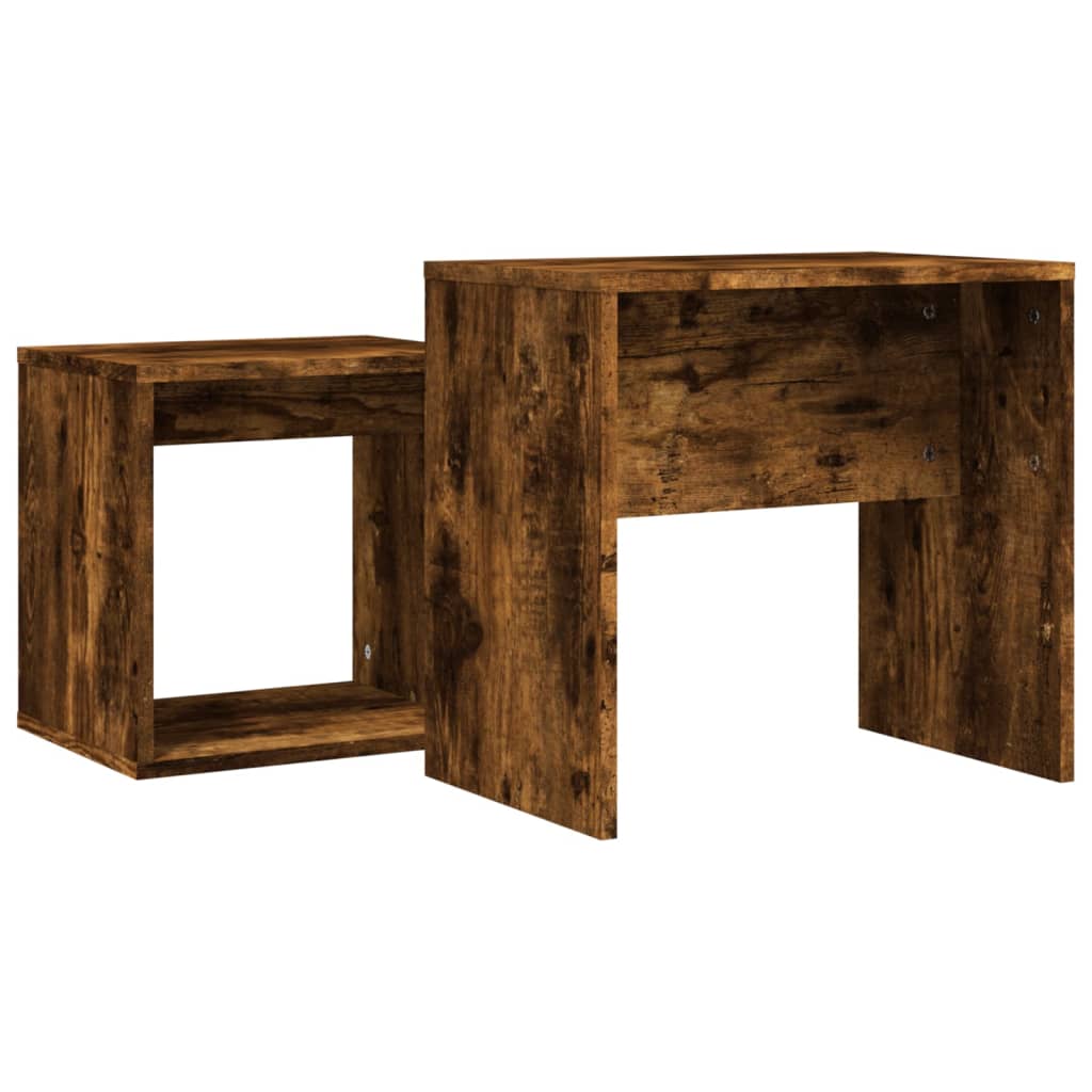 Tables basses gigognes 2 pcs chêne fumé bois d'ingénierie