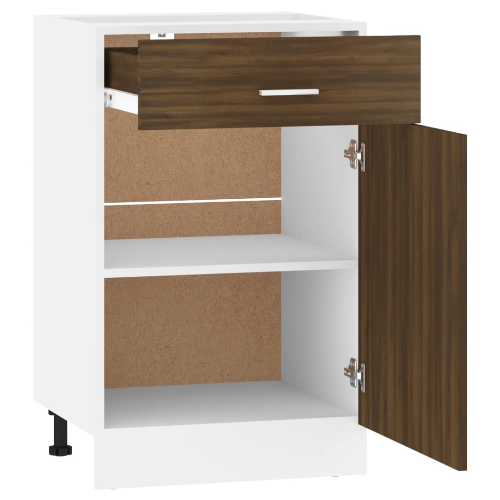 Unterschrank mit Schublade Braune Eiche 50x46x81,5 cm