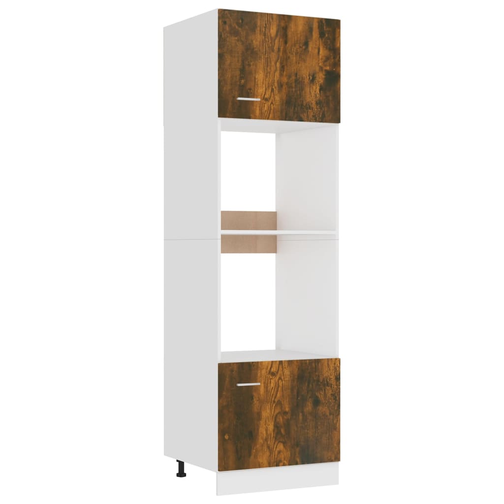 Mikrowellenschrank Räuchereiche 60x57x207 cm Holzwerkstoff