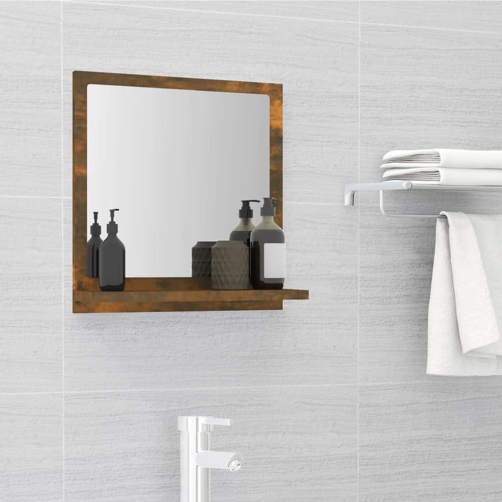 Miroir de bain Chêne fumé 40x10,5x37 cm Bois d'ingénierie