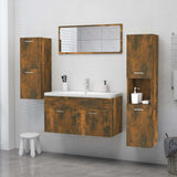 Armoire de bain Chêne fumé 30x30x130 cm Bois d'ingénierie