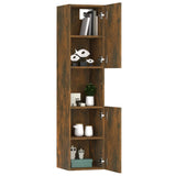 Armoire de bain Chêne fumé 30x30x130 cm Bois d'ingénierie