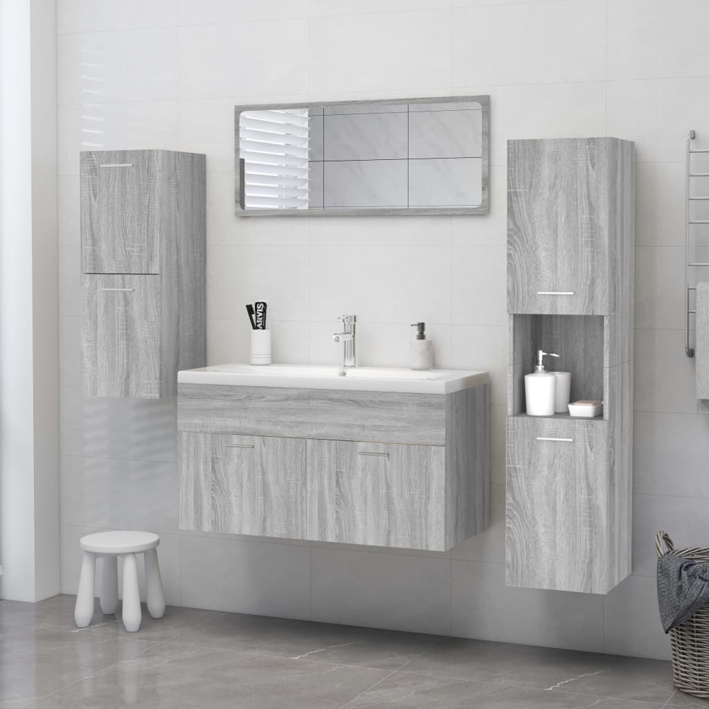 Sonoma gray bathroom cabinet 30x30x130 cm Engineered wood