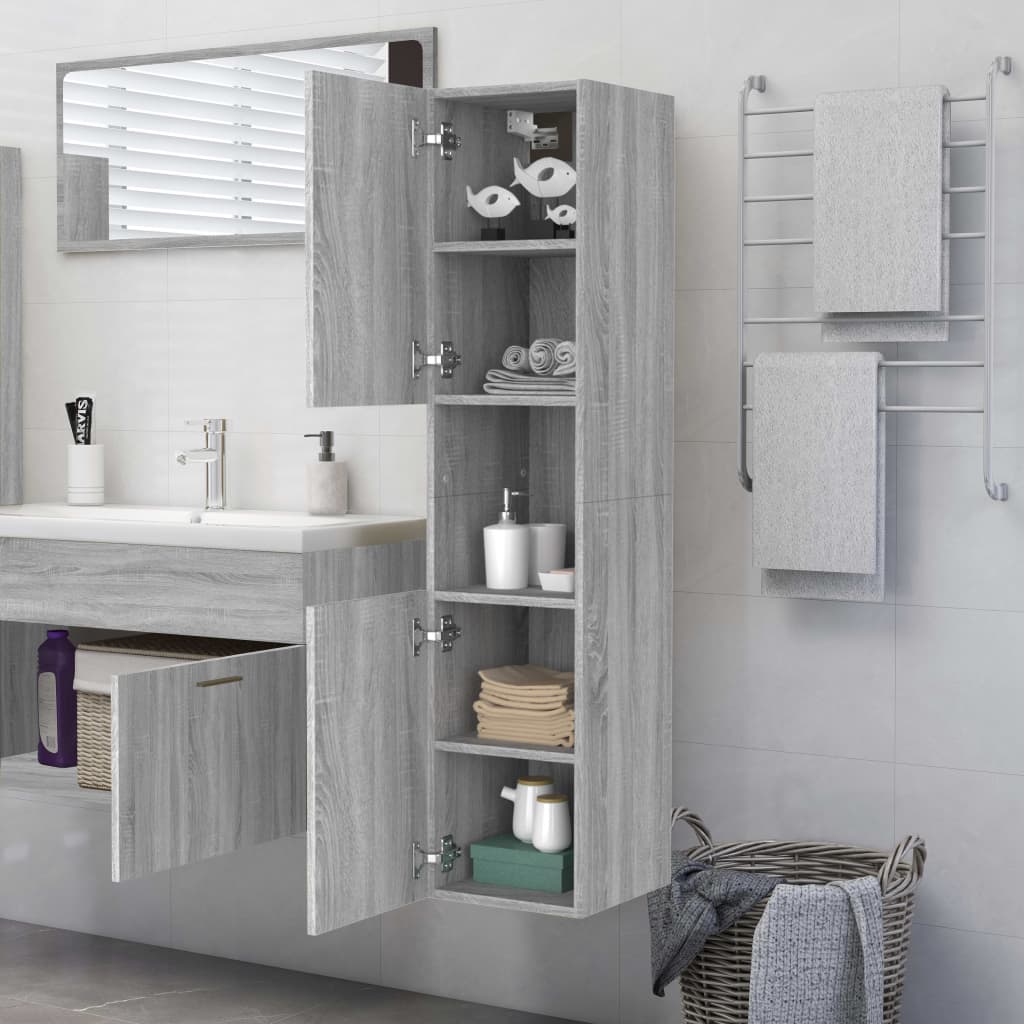 Armoire de bain Sonoma gris 30x30x130 cm Bois d'ingénierie