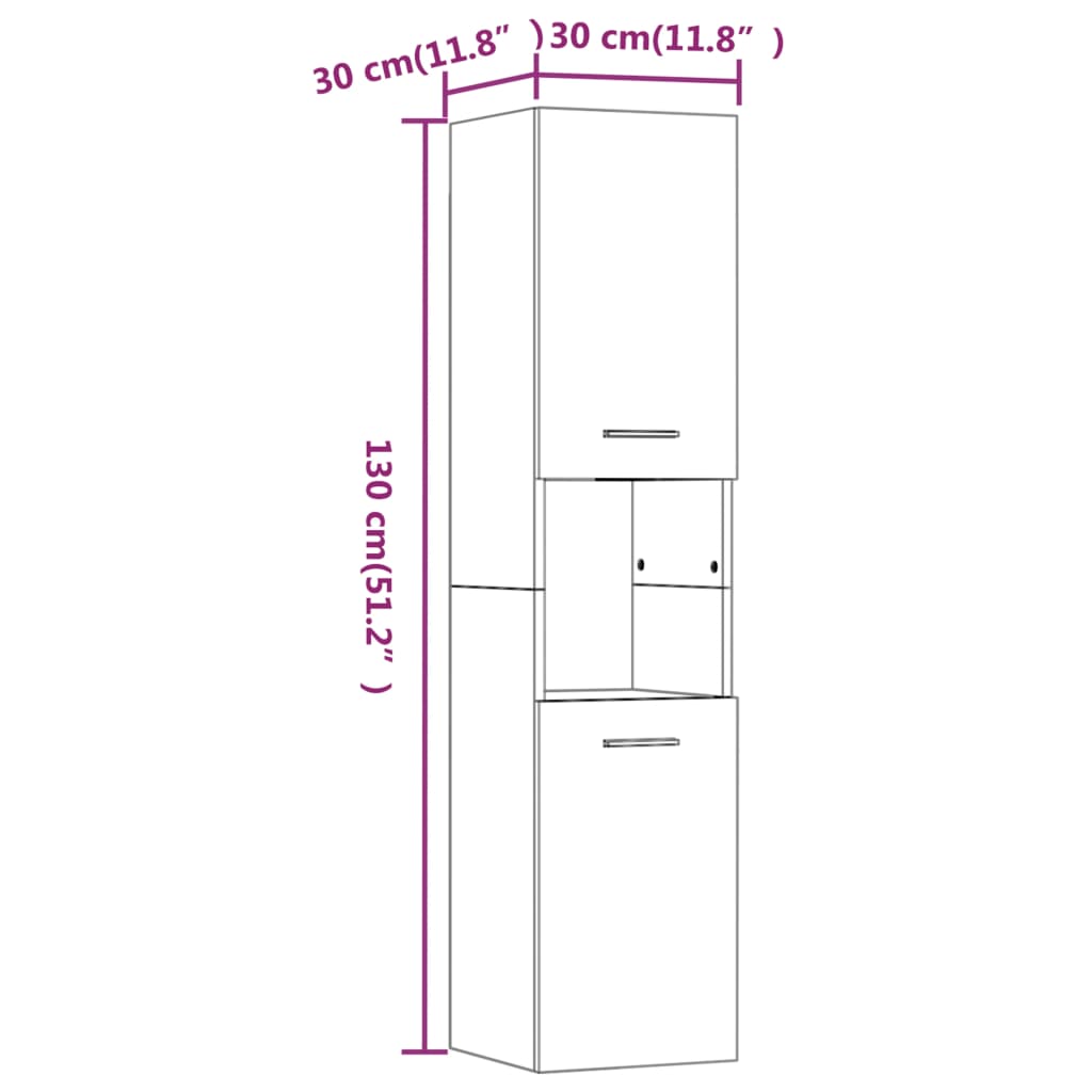 Sonoma gray bathroom cabinet 30x30x130 cm Engineered wood